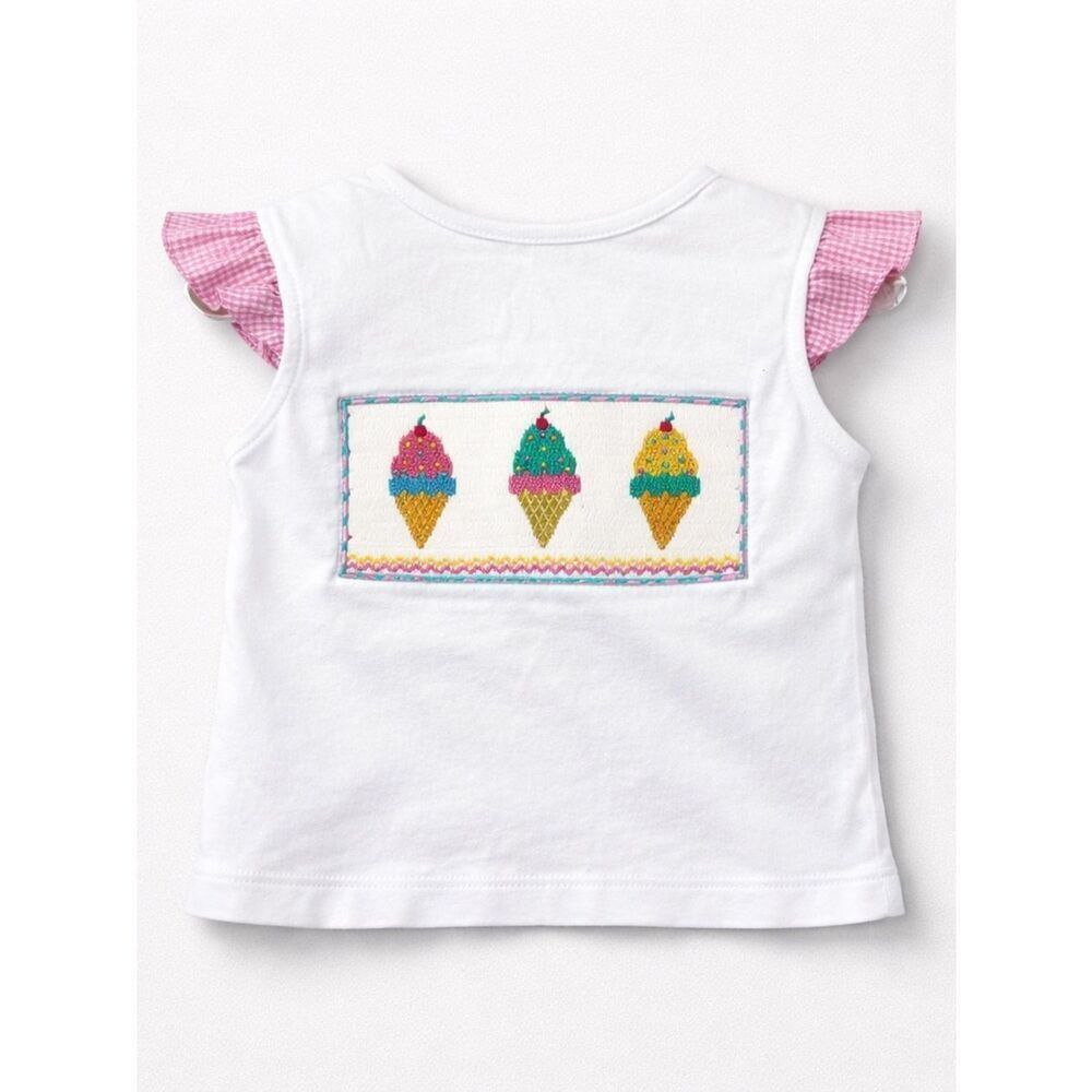 Anavini Handsmocked ice cream embroidered flutter sleeve knit top size 12 month